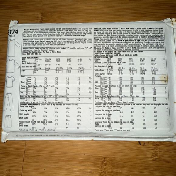 Vintage 1992 Simplicity Womens pattern 8174 Size large- XL uncut - Picture 4 of 6